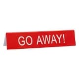 About Face design Go Away On Red 1.25 x 5.75 Acrylic Decorative Table Top Sign