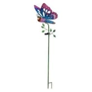 41 Outdoor Glass / Metal Butterfly Solar Stake - Blue