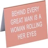 About Face Designs Woman Rolling Her Eyes on Pink 2.75 x 4.5 Acrylic Decorative Table Top Sign