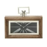 40695 Wood Stain Steel Table Clock